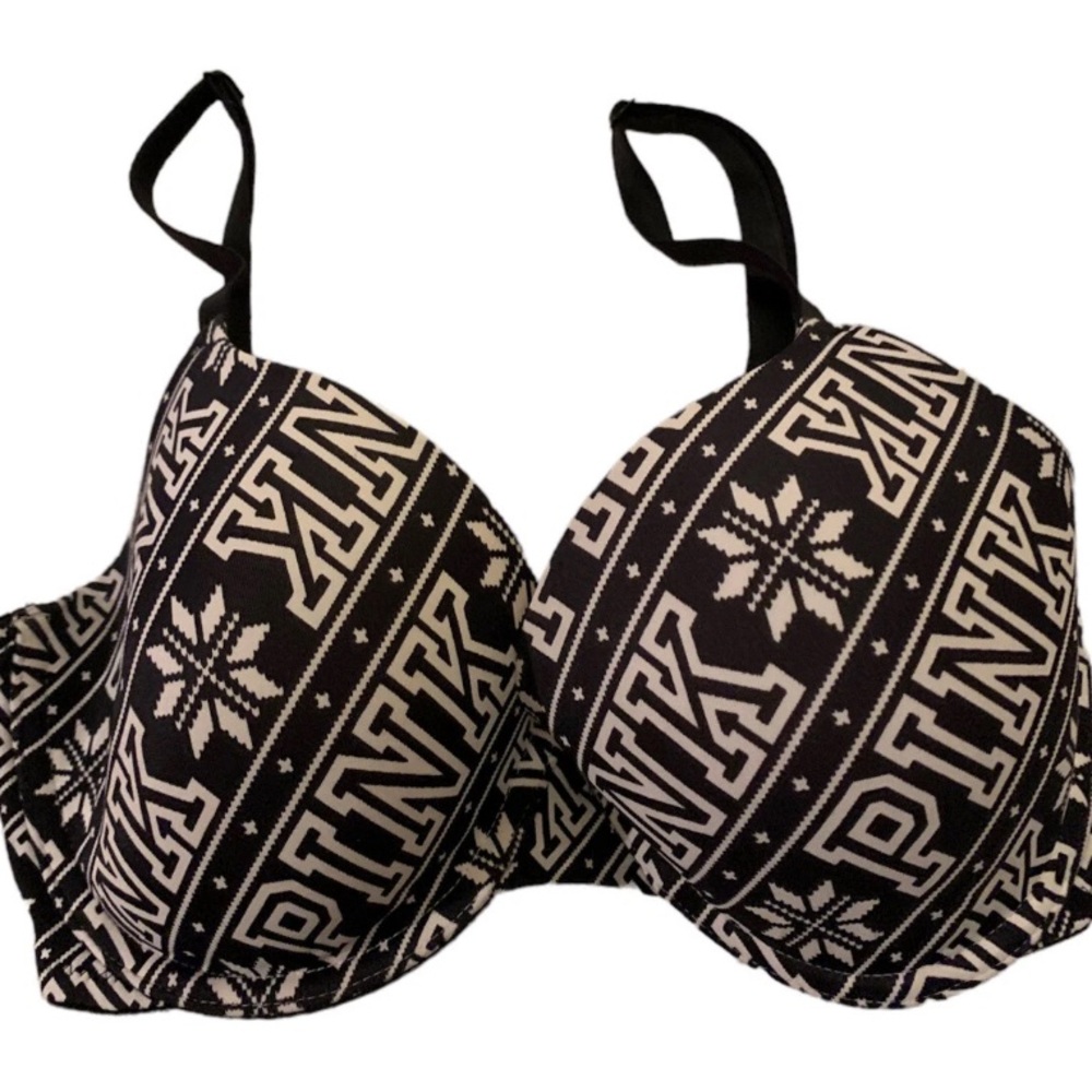 Victoria’s Secret Pink T-Shirt Bra Women’s Black White 32DD Wear Everywhere